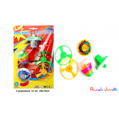 TOUPIES 4 PIECES AVEC LANCEUR