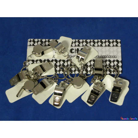 PORTE CLES SIFFLET EN FER, 4CM, SE VEND PAR 12