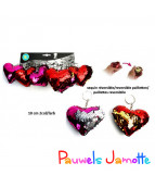 PORTE CLES COEUR SEQUIN, 10CM, SE VEND PAR 12