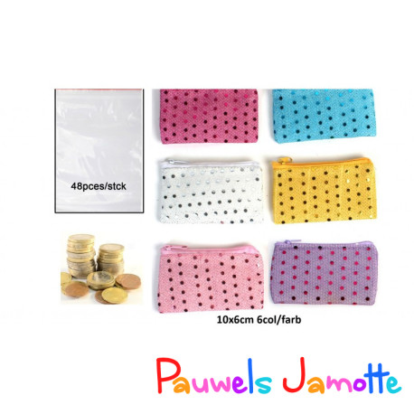 PORTE MONNAIE PAILLETTES, 10CM, ASST, SE VEND PAR 12