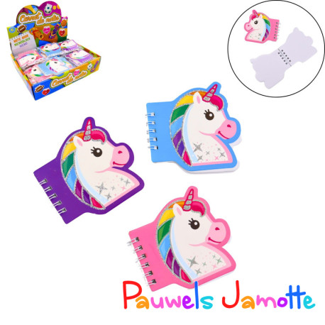 CARNET DECO LICORNE, 41 PAGES, 10CM, SE VEND PAR 12