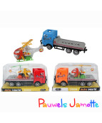 CAMION AVEC HELICOPTERE, 19CM, ASST