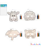 MASQUE ANIMAL A COLORIER + FEUTRES, 19CM, ASST, SE VEND PAR 12