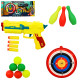 PISTOLET AVEC 4 FLECHES EN MOUSSE ET CIBLE, 50CM