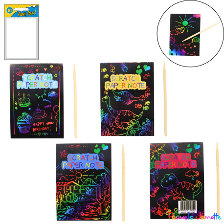 8 FEUILLES A GRATTER, 26CM, ASST