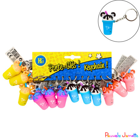 PORTE CLES MILK SHAKE, 5.5cm, ASST, SE VEND PAR 12