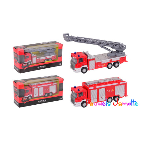 CAMION DE POMPIER 1:64 PULL-BACK, 19CM