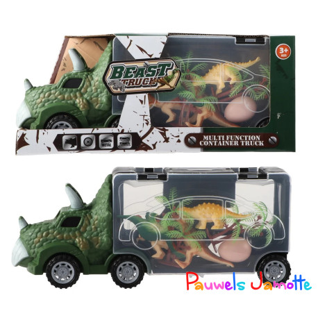 CAMION DINOSAURE AVEC PETITS DINOSAURES,  28CM