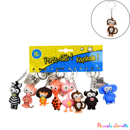 PORTE CLES ANIMAUX GROS YEUX, 6.5CM, ASST, SE VEND PAR 12