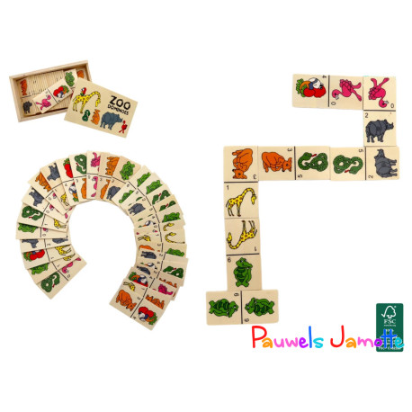 JEU DE DOMINO ANIMAUX EN BOIS, 15.5CM