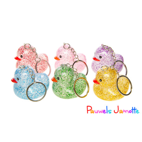 PORTE CLES GLITTER DUCK, 5.5CM, ASST, SE VEND PAR 12