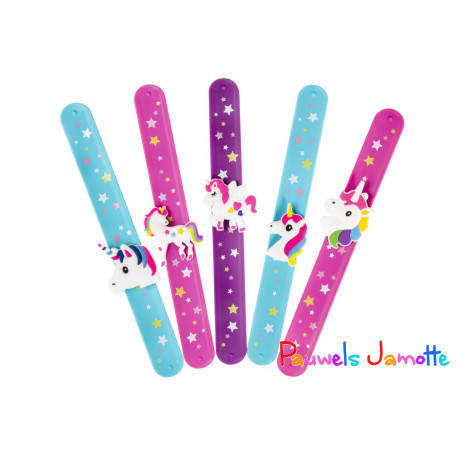 BRACELET CLAP LICORNE, 22.5CM, ASST, SE VEND PAR 6