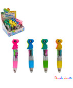 STYLO A BILLE 4 COULEURS DE CO DINO, 10CM, SE VEND PAR 12, ASST