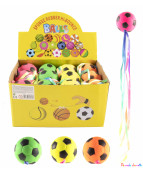 BALLE EN CAOUTCHOUC AVEC ELASTIQUE, 6.5CM, ASST