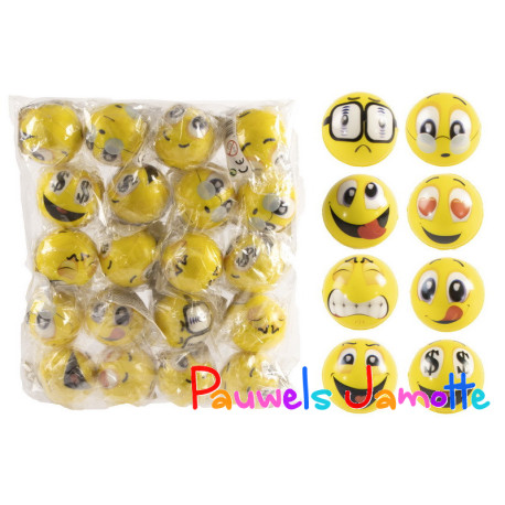 BALLE EN MOUSSE DECO EMOJI, 5CM, SE VEND PAR 20 ASST