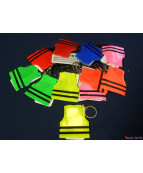 PORTE CLES GILET FLUO, 10CM, COULEURS ASST, SE VEND PAR 12